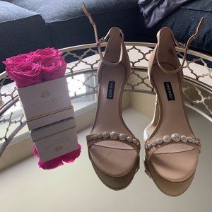 New Nine West All Aboard Nude Ankle Strap Heels (S